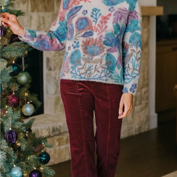 NATURAL LIFE NWT Cream Multicolored Floral Crewneck Sweater Boho Romantic Soft - Picture 11 of 11